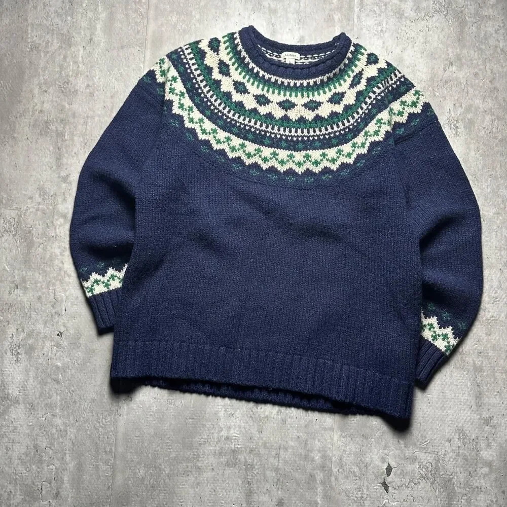 Llbean Men's Blue and Navy Jumper